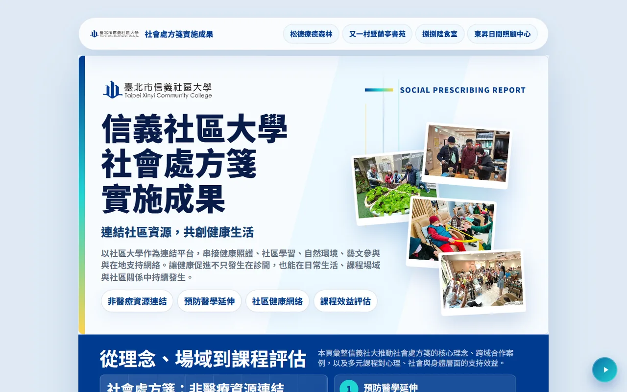 信義社大社會處方箋成果網站首頁